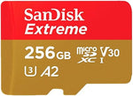 256GB Extreme microSDXC, 160MB/s, U3, V30, 4K, A2, C10, with Adapter