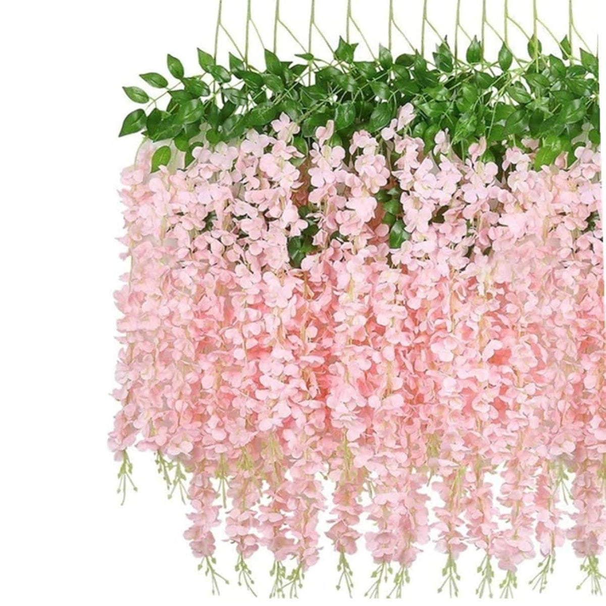 12 Pcs Artificial Wisteria Flowers Garland, 3.6 Ft Silk Fake Flowers Hanging Vine For Indoor Outdoor Home Garden Christmas Wedding Party Decoration (Pink)