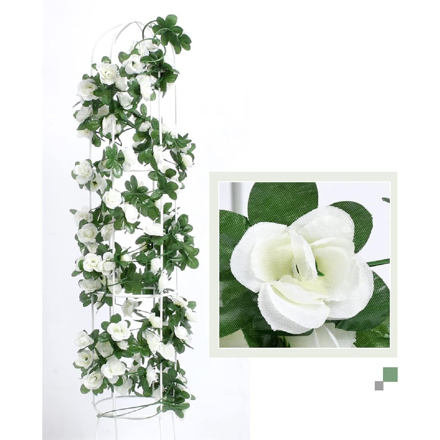 Fake Flowers - 4Pcs 32.8 Ft Artificial Rose Vine Flower Plants Hanging Rose Ivy For Home Hotel Office Wedding Party Garden Craft Art Décor (White)