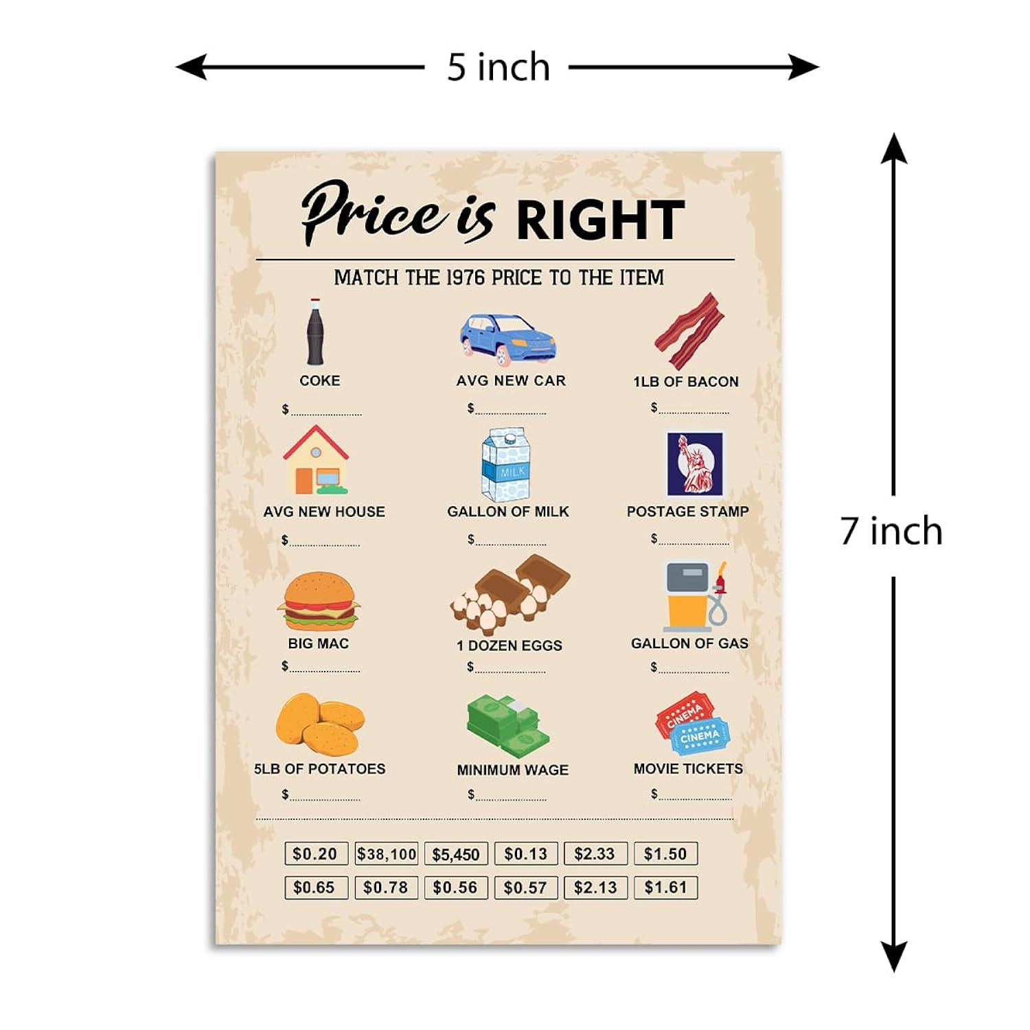50Th Birthday Party Games, Price Is Right Games, Birthday Party Supplies For Adults, Fun 1976S Party Game?Pack Of 30 Cards