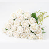 20 Pcs Artificial White Roses, Real Touch Silk Flowers For Home Décor, Wedding Centerpieces, Bouquets, Crafts & Diy Floral Arrangements (White)