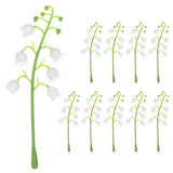 10-Pack Artificial Flower With Stems, Fake Lily Of The Valley Flowers Leaf For Diy Flower Garland/Wedding Decoration/Photo Props, Faux Floral Leaves [White Green]