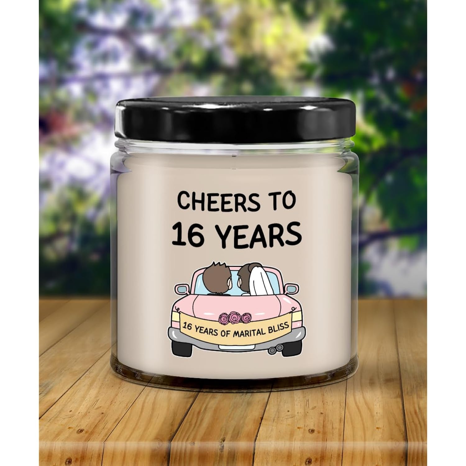 Ikpr 16Th Wedding Gift Anniversary For Wife Husband Him Couples 16 Years Candle Gifts Cheers To 16 Years Of Marital Bliss, White