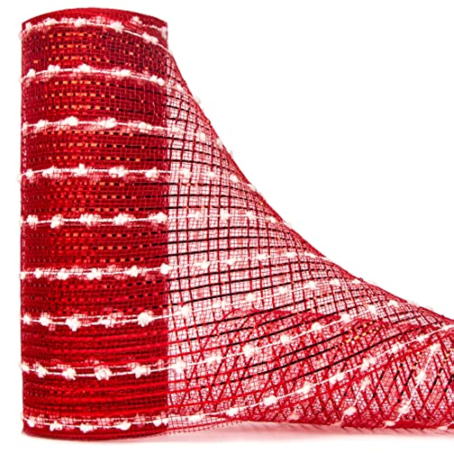 Snowball Red Metallic Mesh Ribbon, Deco Mesh 10 Inch X 30 Feet(10Yard)