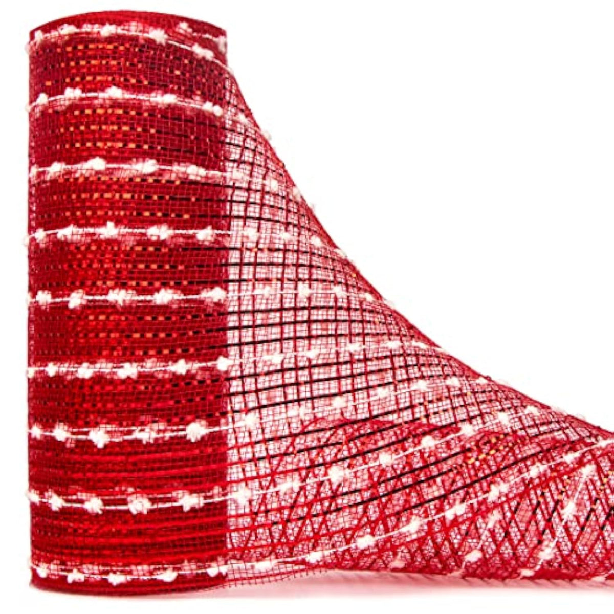 Snowball Red Metallic Mesh Ribbon, Deco Mesh 10 Inch X 30 Feet(10Yard)