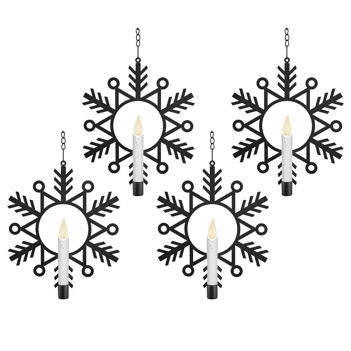 Xodus Innovations CW1510A 4 Battery Powered Metal Snowflake Window Wreaths with Hot Spot Flameless Candle Light and Automatic Timer
