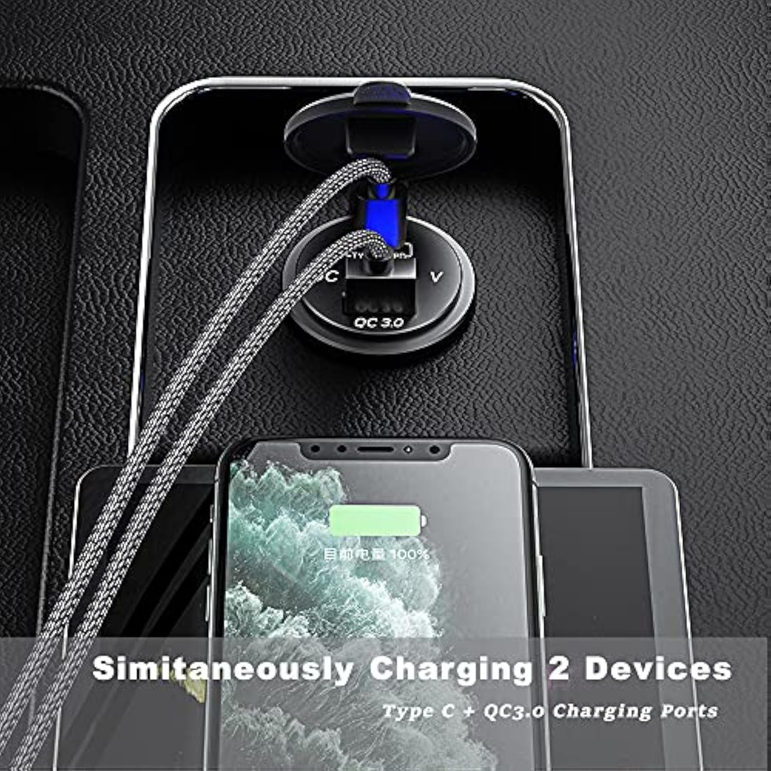 63W Usb C Car Charger Socket, 45W Pd Outlet 18W Qc3.0 Charger 12V Usb Cigarette Lighter Socket With Led Voltmeter For Car Rv Boat Marine Truck Motorcycle