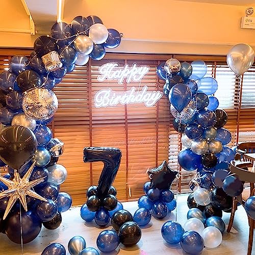 Blue Silver Balloons for Boys, 60PCS Thick Retirement Birthday Balloon Men