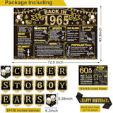 60Th Birthday Decorations For Men Women,24Pcs 1965 Banner Decorations,Including Banner,6 Honeycomb Topper,60 Balloons,Cheers To 60 Years Banner,7 Hanging Swirl,6 Paper Poms,Anniversary Card,Sash