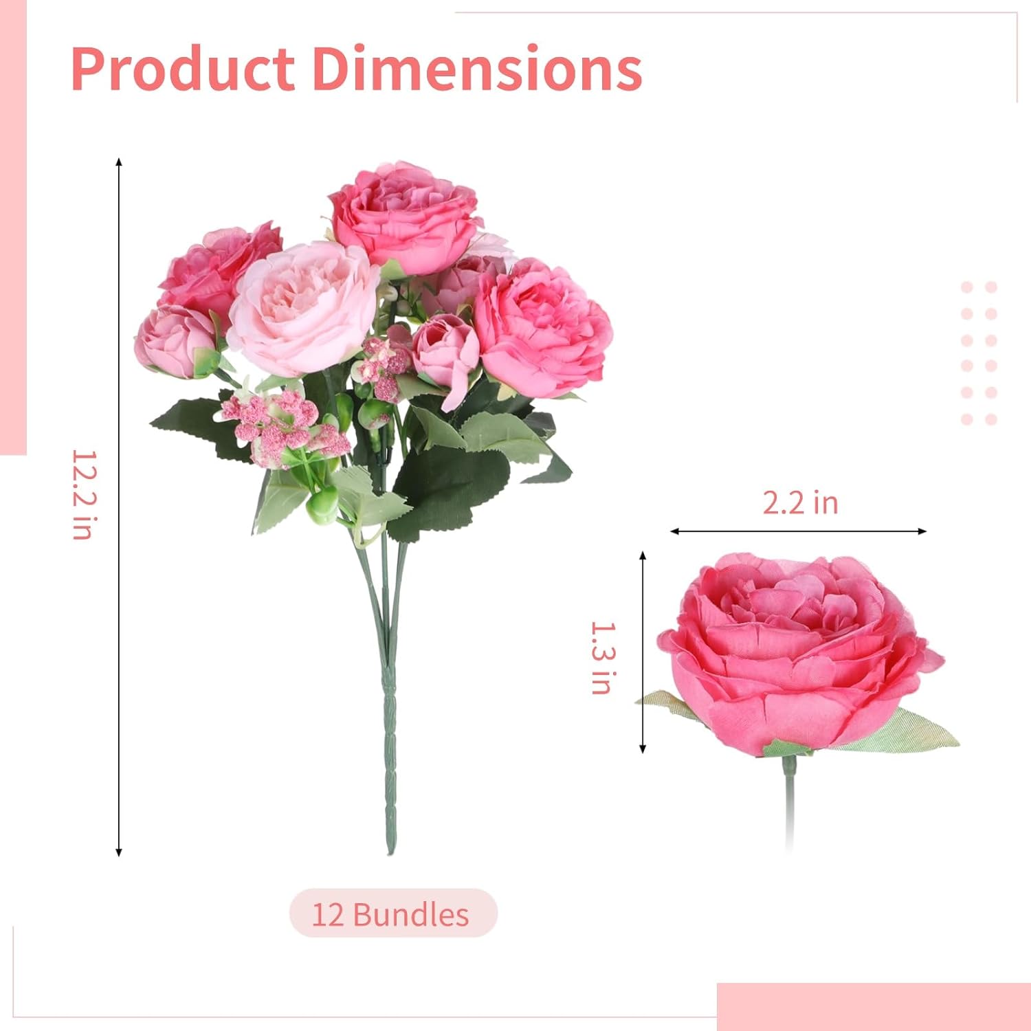12 Bundles Peonies Artificial Flowers, Fake Peony Bouquets, Faux Flower Arrangements For Table Centerpiece, Realistic Floral Bouquets For Weddings, Parties, Home