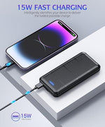 2-Pack 15000mAh Portable Power Bank, Dual USB Fast Charger for All Devices