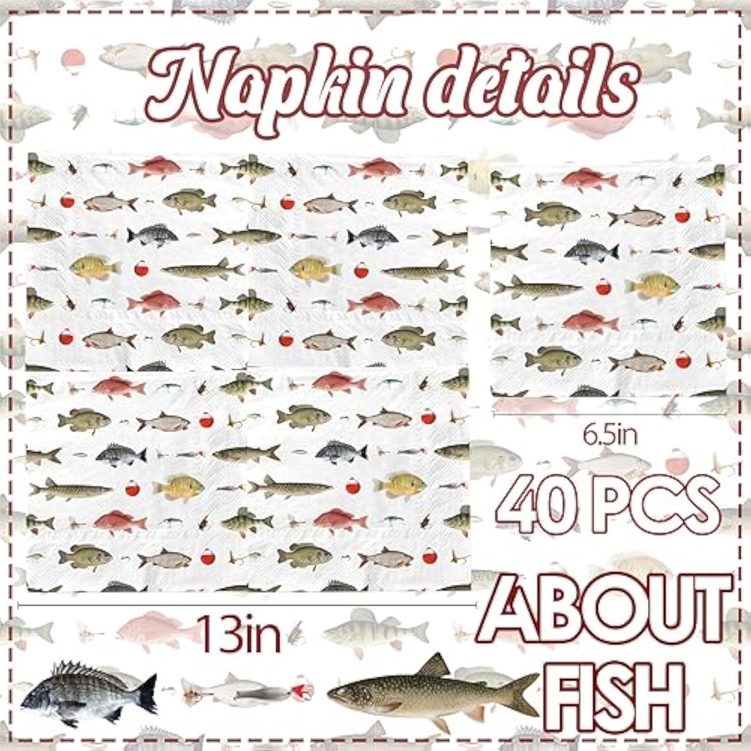 Fish Birthday Party Decorations - 40Pcs Gone Fishing Party Napkins Disposable Fish Theme Napkins For Boy Girl Baby Shower,Under The Sea,Gone Fishing Birthday Party Supplie…