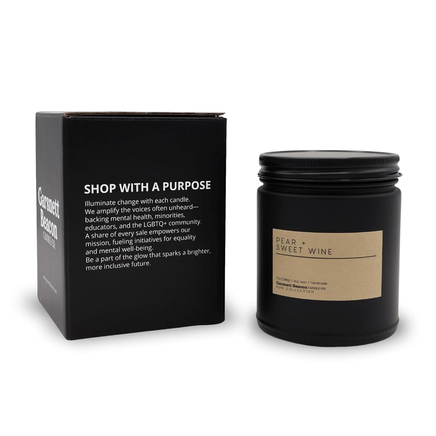Pear & Sweet Wine | Luxury Scented Matte Black Jar Soy Candle With Box | Hand Poured In The Us | Highly Scented & Long Lasting