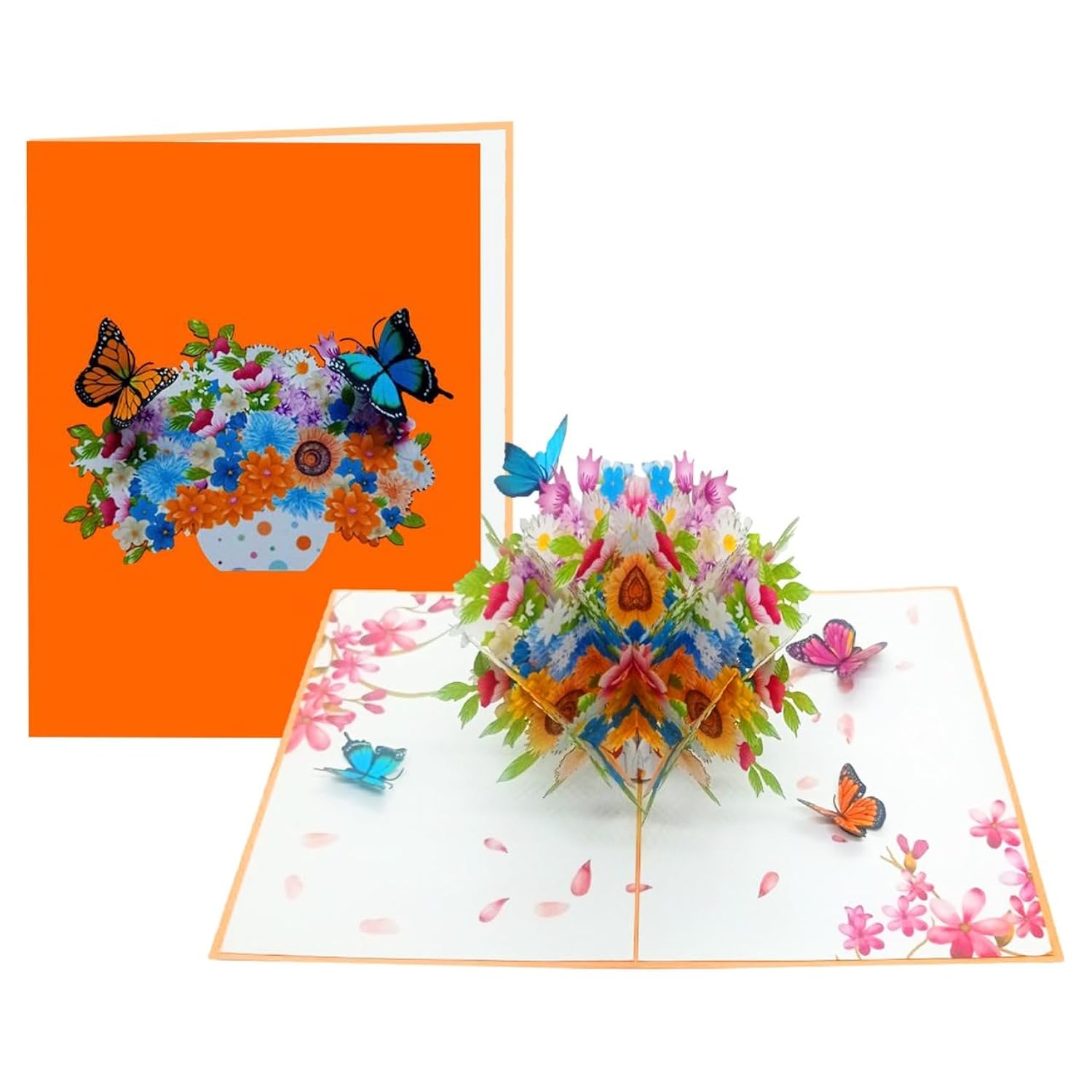 Flower Vase Magic Pop Up Card – 6" X 8" 3D Floral Bouquet Greeting With Butterflies For Birthday, Mother’S Day, Anniversary, Thinking Of You, Surprise Gift With Envelope