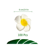 100 Pcs 2.4 Inch White Artificial Plumeria Rubra Hawaiian Flower Petals Hair Hat Wreath Floral Premium Hawaiian Foam Frangipani Flowers For Diy Home Beach Wedding Party Decoration