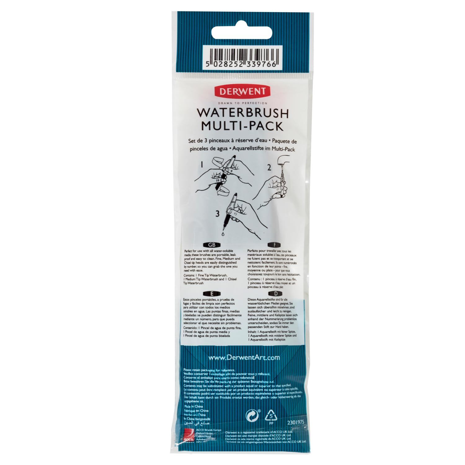 Derwent Art Supplies, Waterbrush, 3 Pack (2301975)