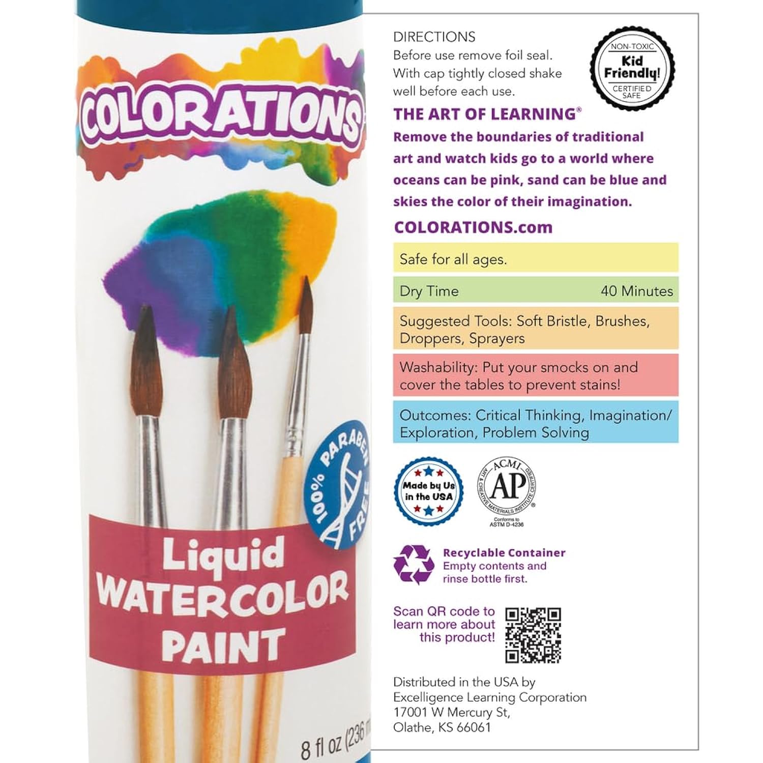 - Lwpack Liquid Watercolor Paint, 4 Fl Oz, Set Of 6, Non-Toxic, Painting, Kids, Craft, Hobby, Fun, Water Color, Posters, Cool Effects, Versatile, Gift