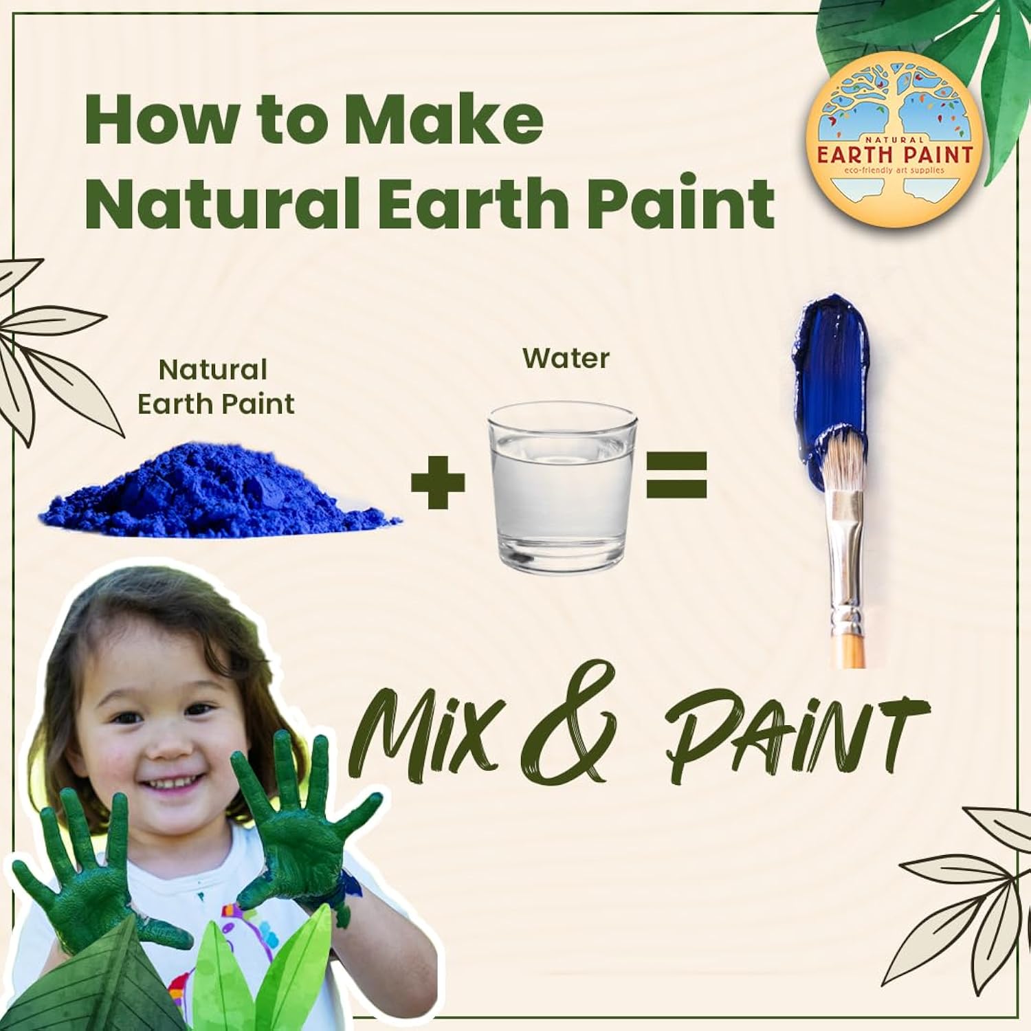Petite Natural Earth Paint Kit – Eco-Friendly, Washable Craft Paint For Kids & Diy Projects, Non-Toxic, Gluten-Free, Made In The Usa, Compostable Packaging, Organic & Mineral-Based Pigments, 6 Bright Colors, Easy Clean-Up