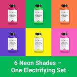 Neon Fluorescent Acrylic Paint Set - 6 Colors, 8 Oz Each | Glows In Black Light | Non-Toxic & Vibrant Paint | Ideal For Art, Crafts, Kids, & Hobbyists | Made In India