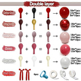 Red Pink Balloon Arch Kit, Double Stuffed Dark Red Pink Burgundy White Pearl Balloon Garland With Bows For Birthday Valentines Day Wedding Bridal Shower Engagement Anniversary Mother'S Day Party Decor
