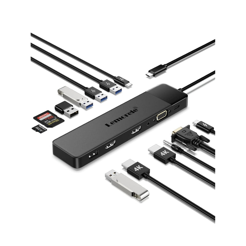 13 In 1 Usb C Docking Station Triple Monitor W/Dual Hdmi 4K, Vga, 5 Usb 3.0/2.