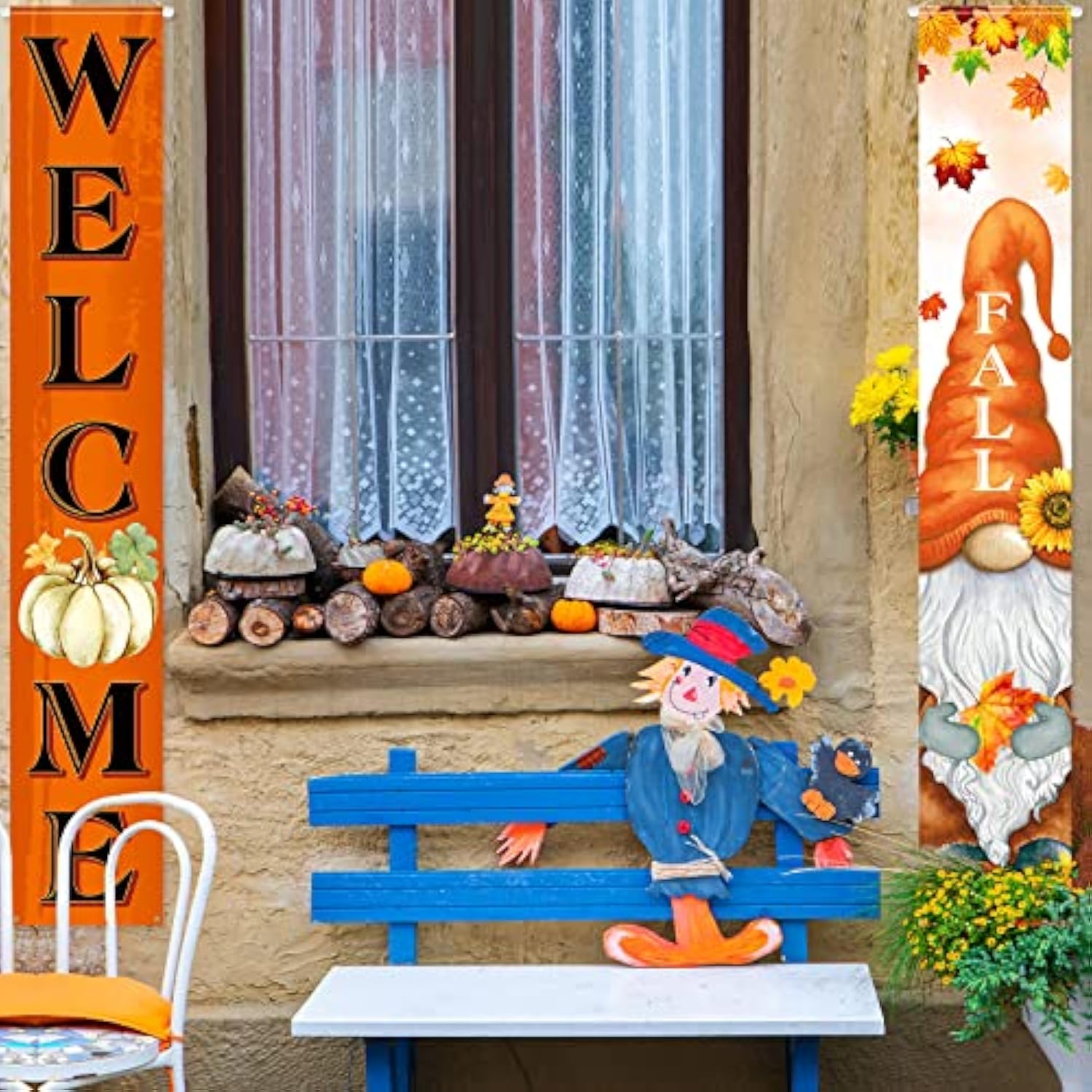Welcome Fall Porch Banners Autumn Harvest Door Banner With Pumpkin Maple Leaves Gnome Pattern Thanksgiving Hanging Banners Autumn Home Decorations For Fall Indoor Outdoor Home Yard Wall Supplies