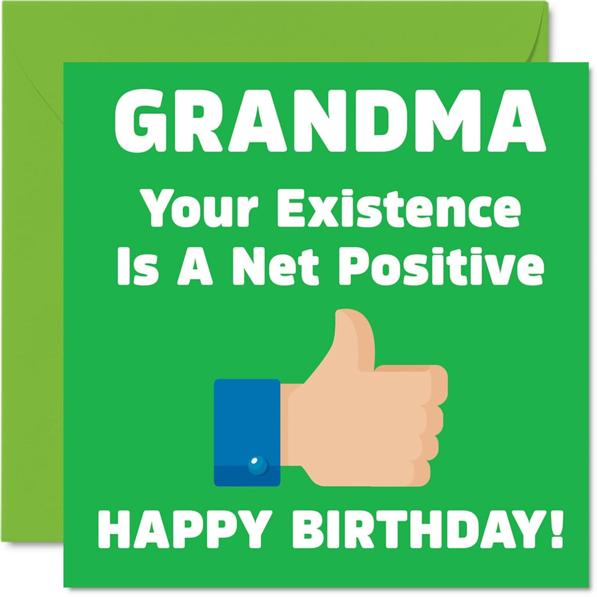 Funny Birthday Cards For Grandma - Your Existence - Joke Happy Birthday Card For Grandma From Grandson Granddaughter, Banter Birthday Gifts, 5.7 X 5.7 Inch Rude Greeting Cards For Grandma