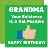 Funny Birthday Cards For Grandma - Your Existence - Joke Happy Birthday Card For Grandma From Grandson Granddaughter, Banter Birthday Gifts, 5.7 X 5.7 Inch Rude Greeting Cards For Grandma