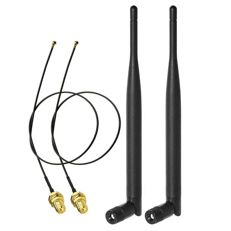 Dual Band Wifi 2.4Ghz 5Ghz 5.8Ghz 6Dbi Rp-Sma Male Antenna & 20Cm 8 Inch U.Fl