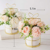 Fake Artificial Flowers In Vase Faux Peony Silk Hydrangea Flower Centerpieces Décor For Wedding Table Decoration(Pink In Gold)