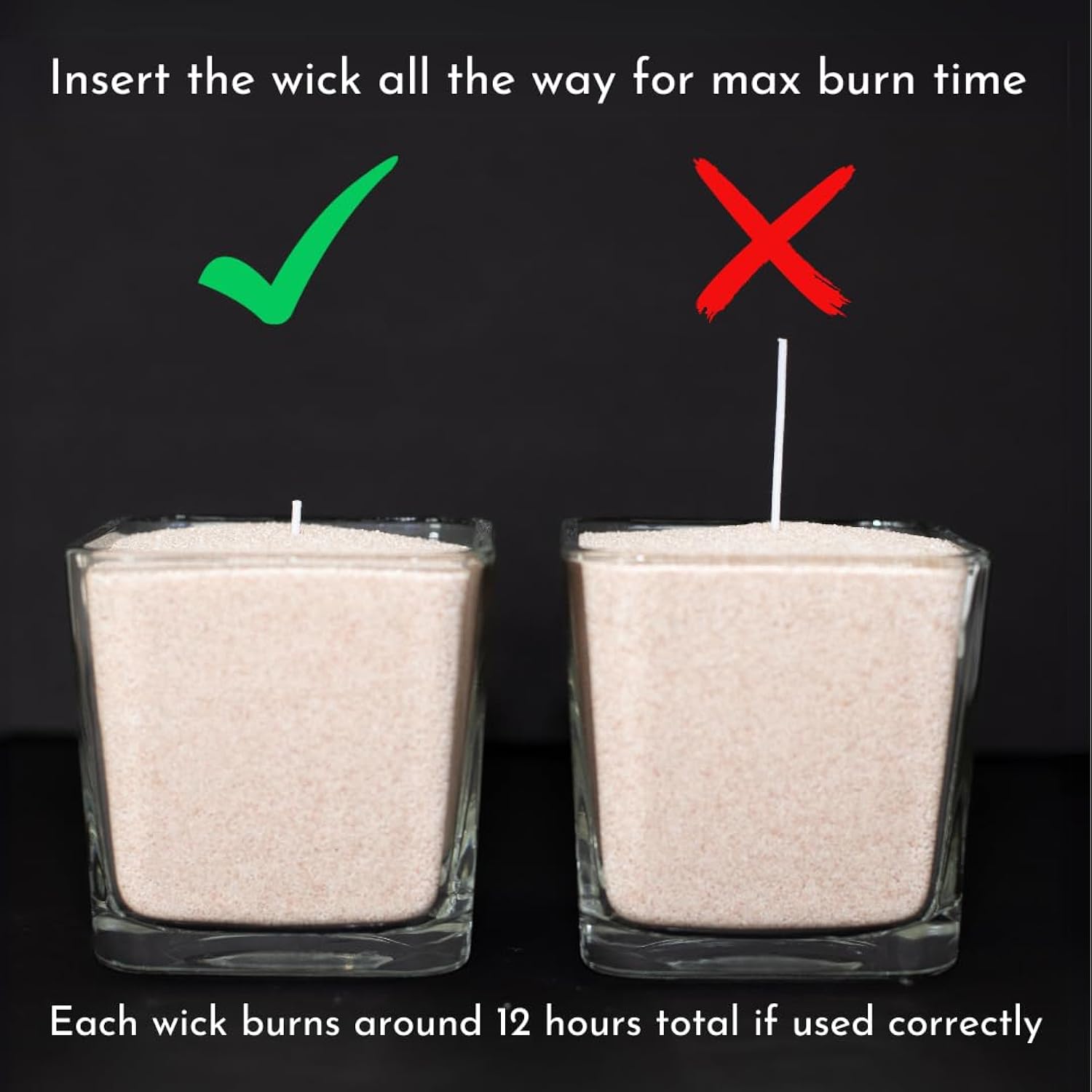 Foton Pearled Candle Colored 18 Oz - Charcoal Unscented Non Toxic Luxury Long Lasting Powder Wax Sand Candles up to 120 Hours - Refillable Pearl Candle Sand with 30 Wicks for Candles Making