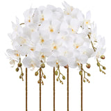 White Orchids Artificial Flowers 5Pcs Fake Orchid 35.4" Long Stem Faux White Flowers Silk Orchids That Look Real For Bridal Shower Home Party Wedding Decoration