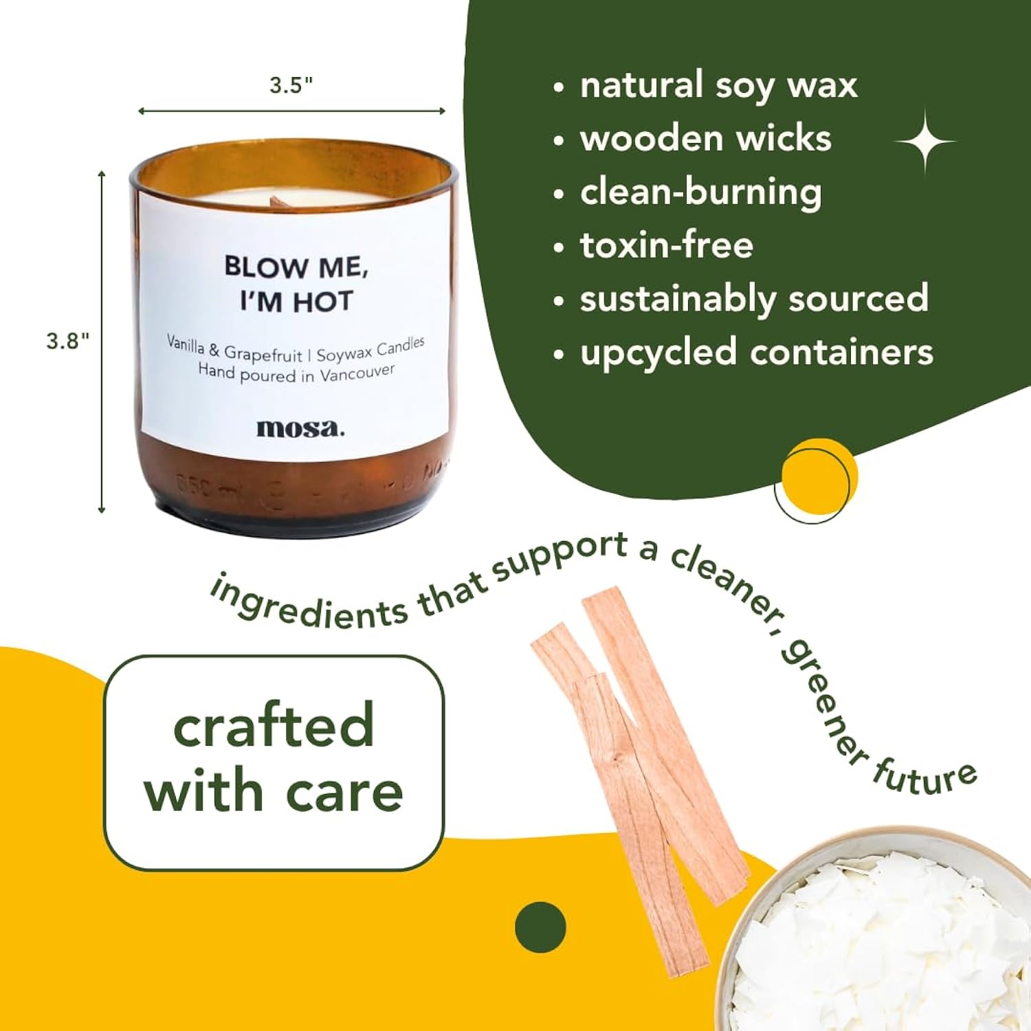 Eco Friendly Vanilla Grapefruit Scented Soy Candle | 4Oz Natural Soy Wax Candle With Wooden Wick | Upcycled Wine Bottle Jar | Handmade Aromatherapy Candle | Long-Lasting | Gift Ready
