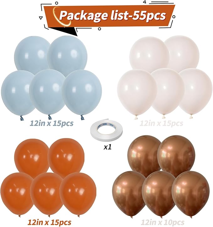 Burnt Orange Blue Balloons Terracotta Gold White Fall Thanksgiving Party Decorations