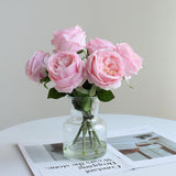 Vase With Artificial Flowers Home Decor, Pink Real Touch Peony Floral Arrangement With Faux Water Fixed Stems 11In Glass Vase For Coffee Table, Kitchen Counter, Bathroom, Desk Centerpieces