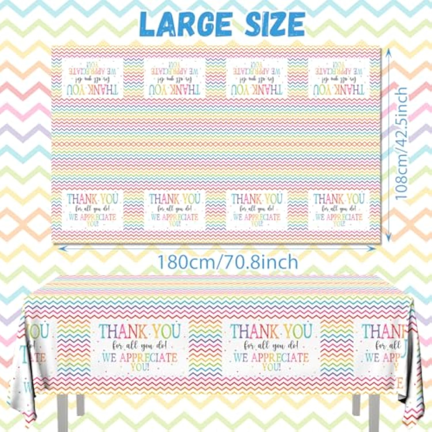 3Pcs Thank You Table Cloth Plastic We Appreciate You Table Cover Rectangle Appreciation Tablecloths Thankful Decor Grateful To Employee Teacher Doctor Thanksgiving Decor, 70.8" X 42.5"