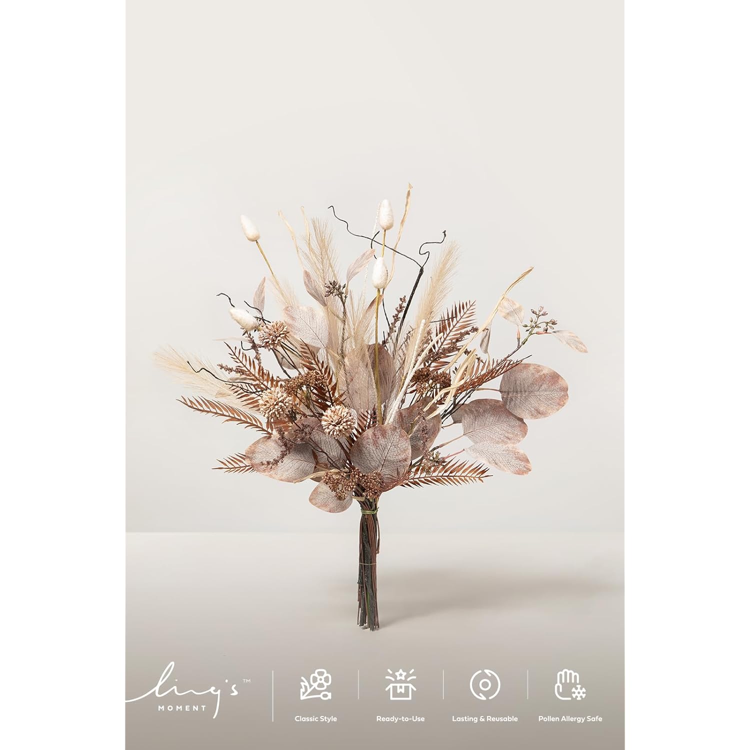 Artificial Greenery Stems Box Set, 28Pcs With 7 Kinds Of Faux Greenery Picks For Diy Bridal Bouquets Wedding Floral Arrangement Table Centerpieces, Brown & Beige