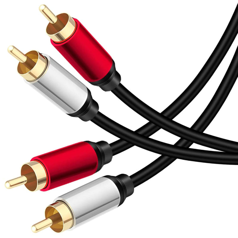 2Rca Male To 2Rca Male Stereo Audio Cable 20 Ft,Dual Shielded Gold-Plated Rca