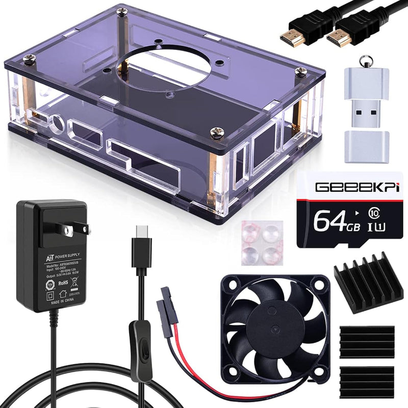 Orange Pi 5/5B Case Kit, Orange Pi 5/5B Case With Fan, Heatsinks, 18W 5V 3.6A