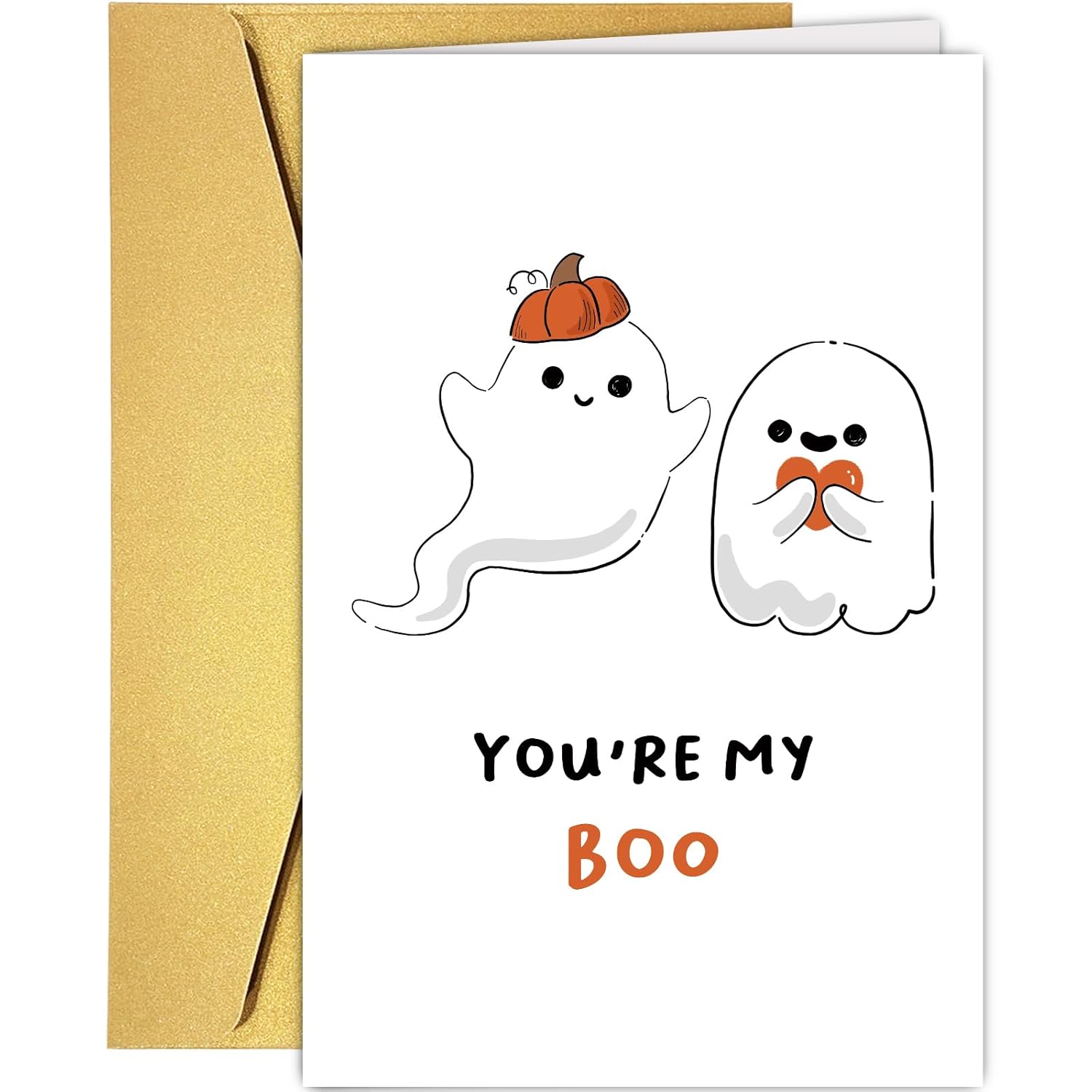 Cute Ghost Anniversary Card For Husband Wife, You Are My Boo Halloween Card For Him Her, Funny Valentines Day Card For Boyfriend Girlfriend