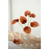 Artificial Anthurium Flowers, 8Pcs Terracotta Faux Greenery Stems, Burnt Orange Silk Filler Plants For Diy Wedding Bouquets Centerpieces Arrangements Bridal Shower Party Home Decorations