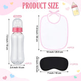 24 Pcs Baby Shower Blindfold Feeding Game Set Include 6 Plastic Chug Bottles 6 Bib And 12 Eye Mask Blindfold Baby Feeding Bottle Chug Game For Adult Gender Reveal Party Supplies(Pink)