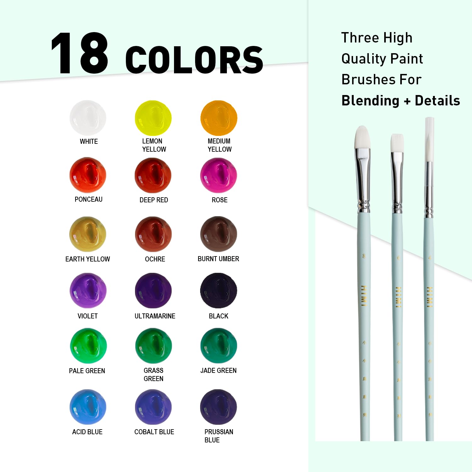 Gouache Paints Set, 18 Colors, 30G, Jelly Gouache Paint Set, Non Toxic Paint For Canvas And Paper, Art Supplies For Professionals, And More (Green Case
