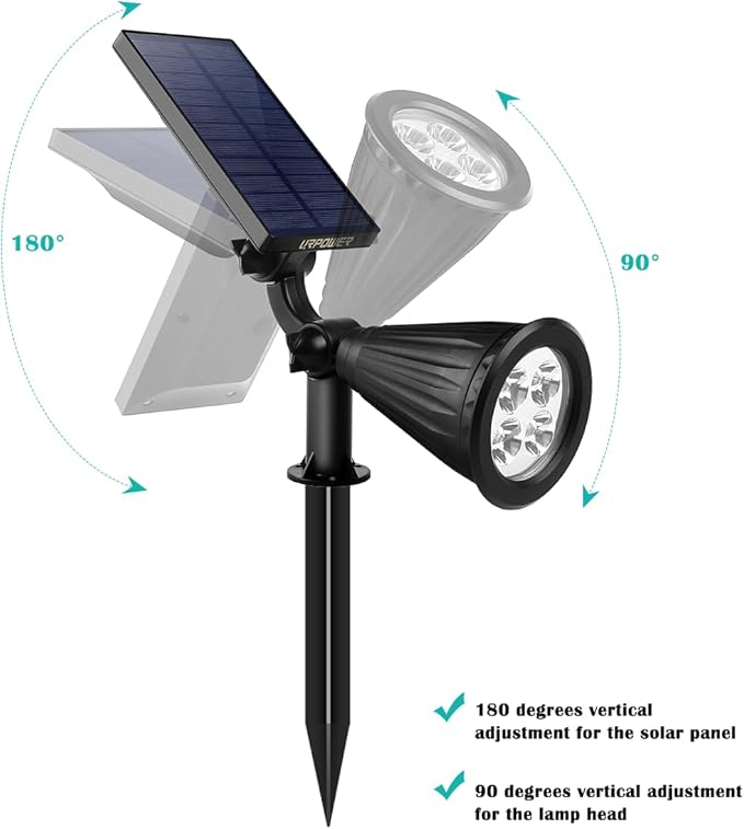 4 Pack 2 in 1 Solar Spot Lights Waterproof Adjustable Landscape Pathway Garden Lights
