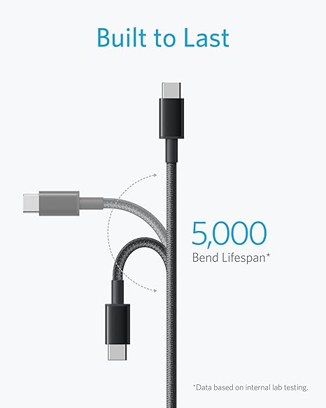 2 Pack USB C to USB C Cable 3.3FT 60W Fast Charging Cord for iPhone 17 iPad Mini 6 Samsung Black