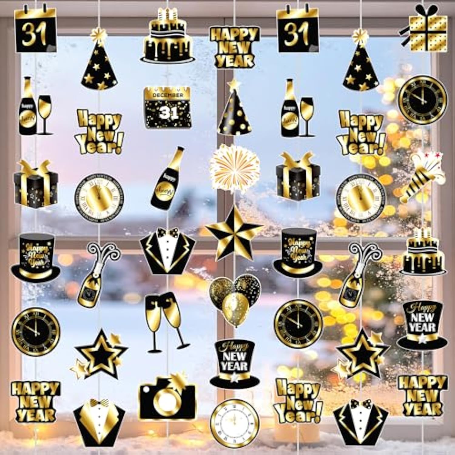 8pcs New Year 2026 Hanging Garlands Countdown Party Decorations for NYE