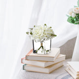 Fake Flowers With Vase Hydrangea Artificial Flowers In Vase Peony Faux Flowers In Vase Rose Silk Flowers Peonies Floral Arrangements Artificial With Vase For Home Bathroom Office Table Shelf Decor