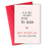 Funny Mothers Day Card,Mother'S Day Gifts,Love Your Second Born