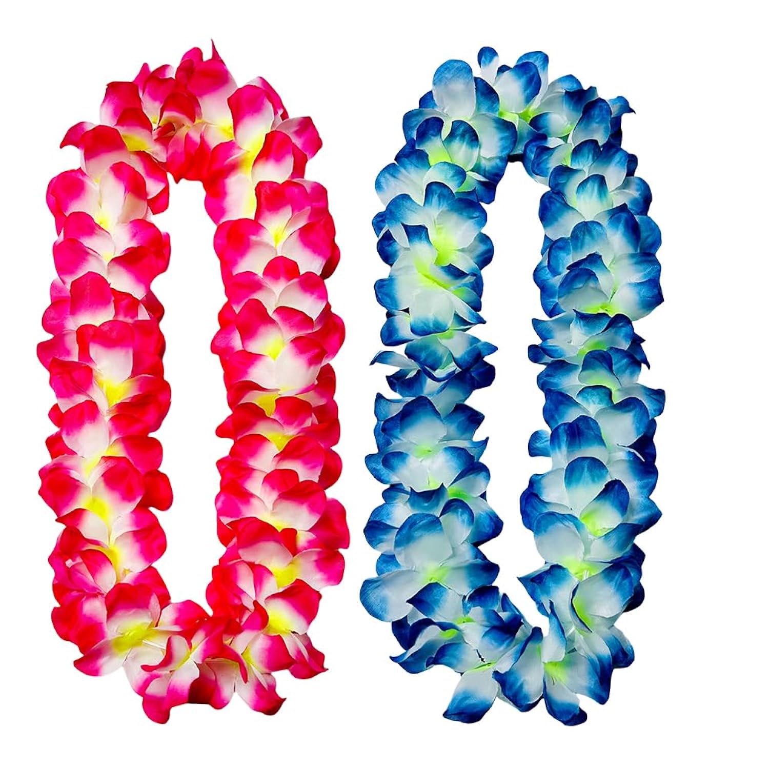 5Pcs Vibrant Hawaiian Flower Leis For Luau Parties - Tropical Party Decorations & Favors, Soft Silk-Like Garland Necklaces For Birthdays, Weddings & Summer Events