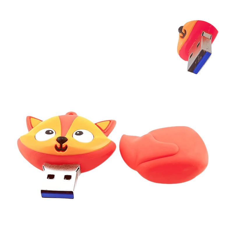 128Gb Usb 3.0 Flash Drive Novelty Cartoon Red Fox High Transfer Speed Pendrive